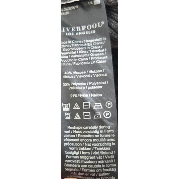 Liverpool Los Angeles M Black Ribbed Sweater Criss Cross Neck Colorblock Knit - Picture 7 of 11